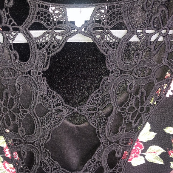 Black Floral Dress with Open Lace Back - Picture 8 of 8